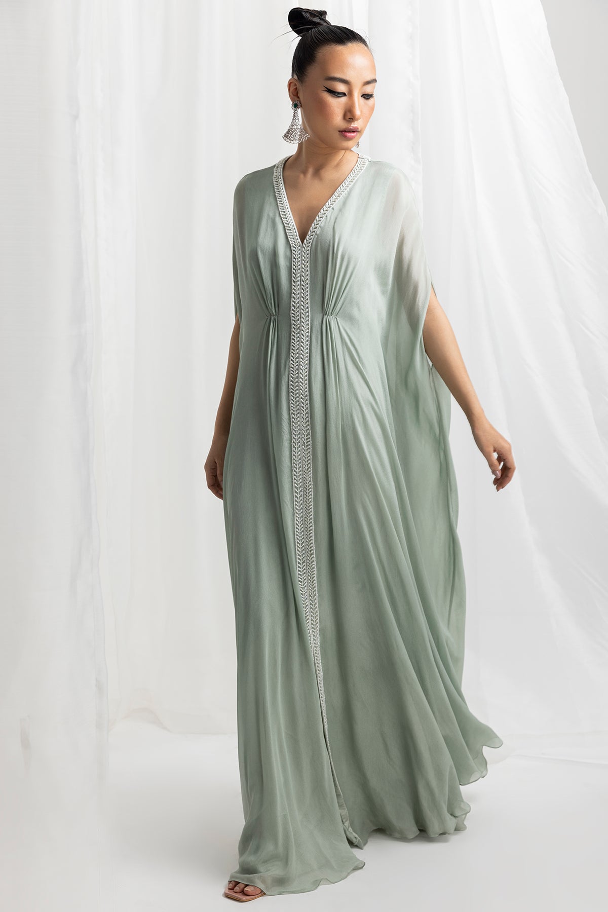 pleated kaftan dress Pleated Ruffle Kaftan Dress