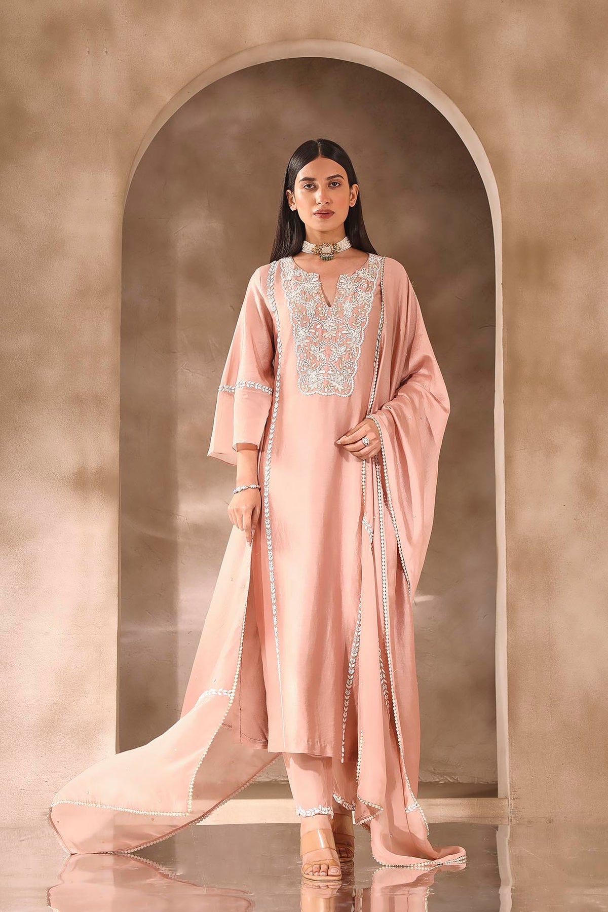 Dusty Pink Embellished Kurta Set