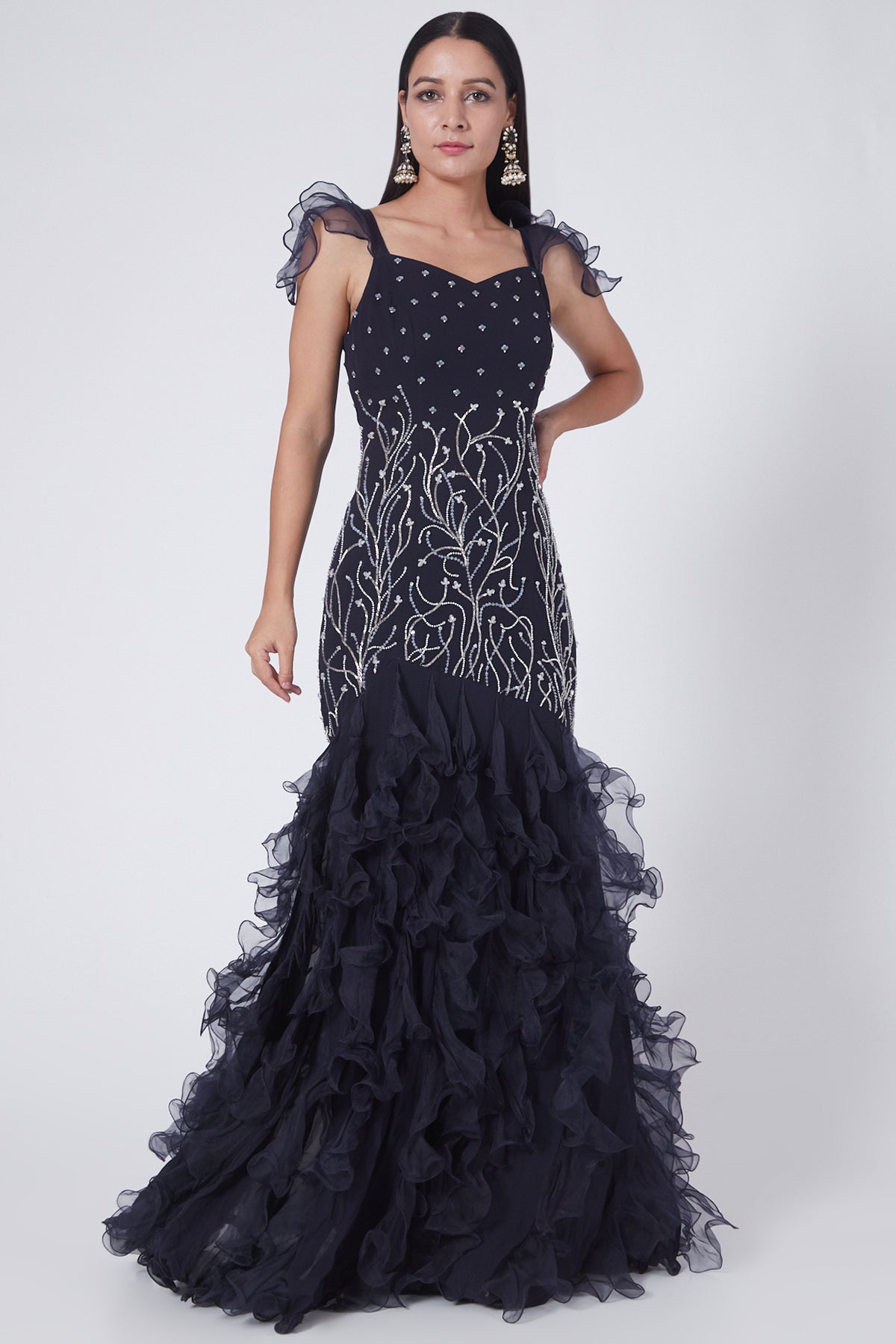 Midnight Blue Embellished Gown