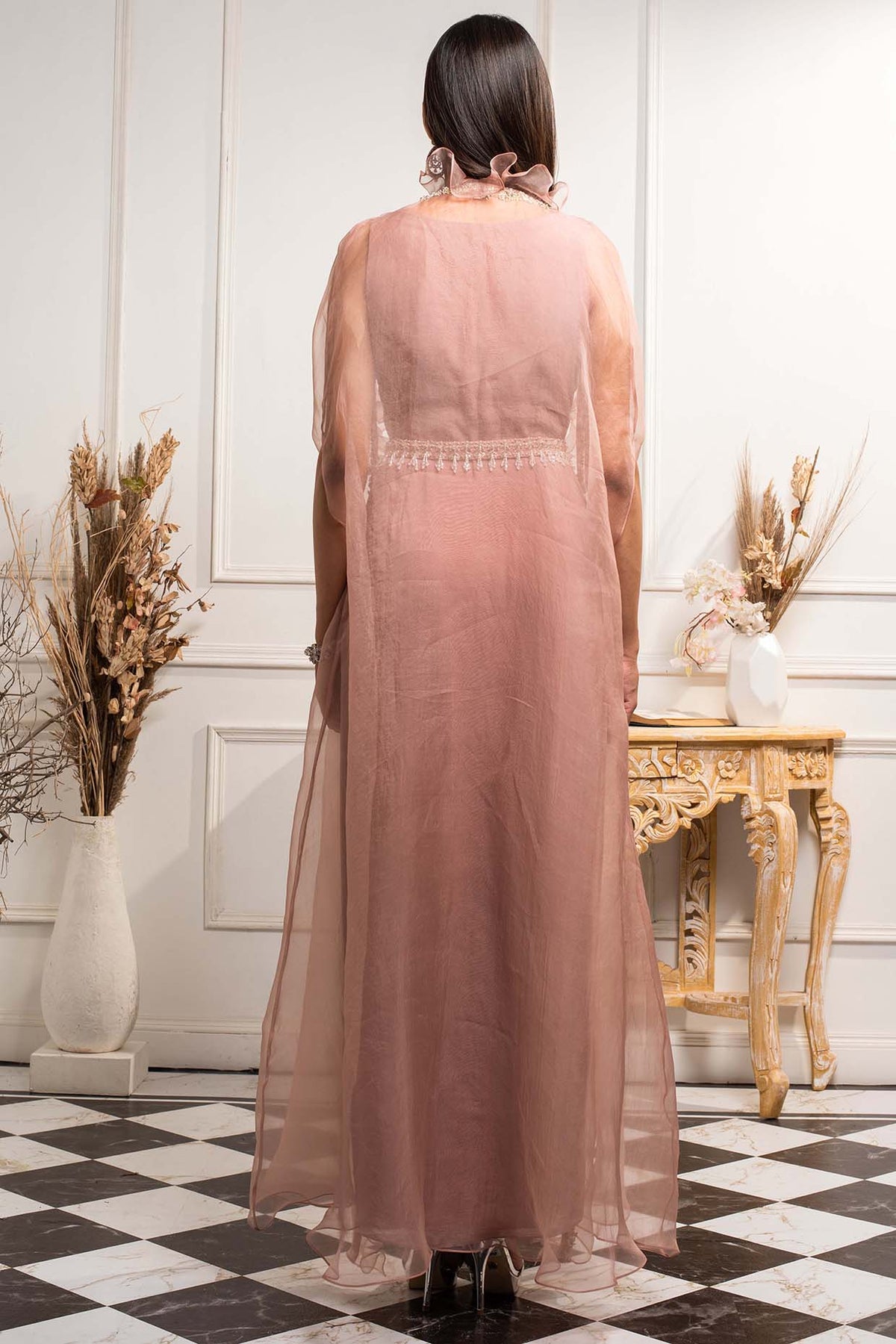 blush pink dress with jacket Blush Pink Dress & Red Coat